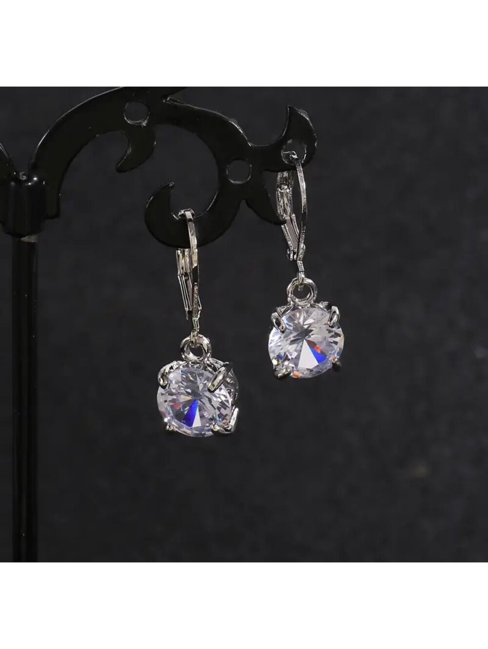 New - 925 Silver and Sparkling Zircon Dangle Earrings